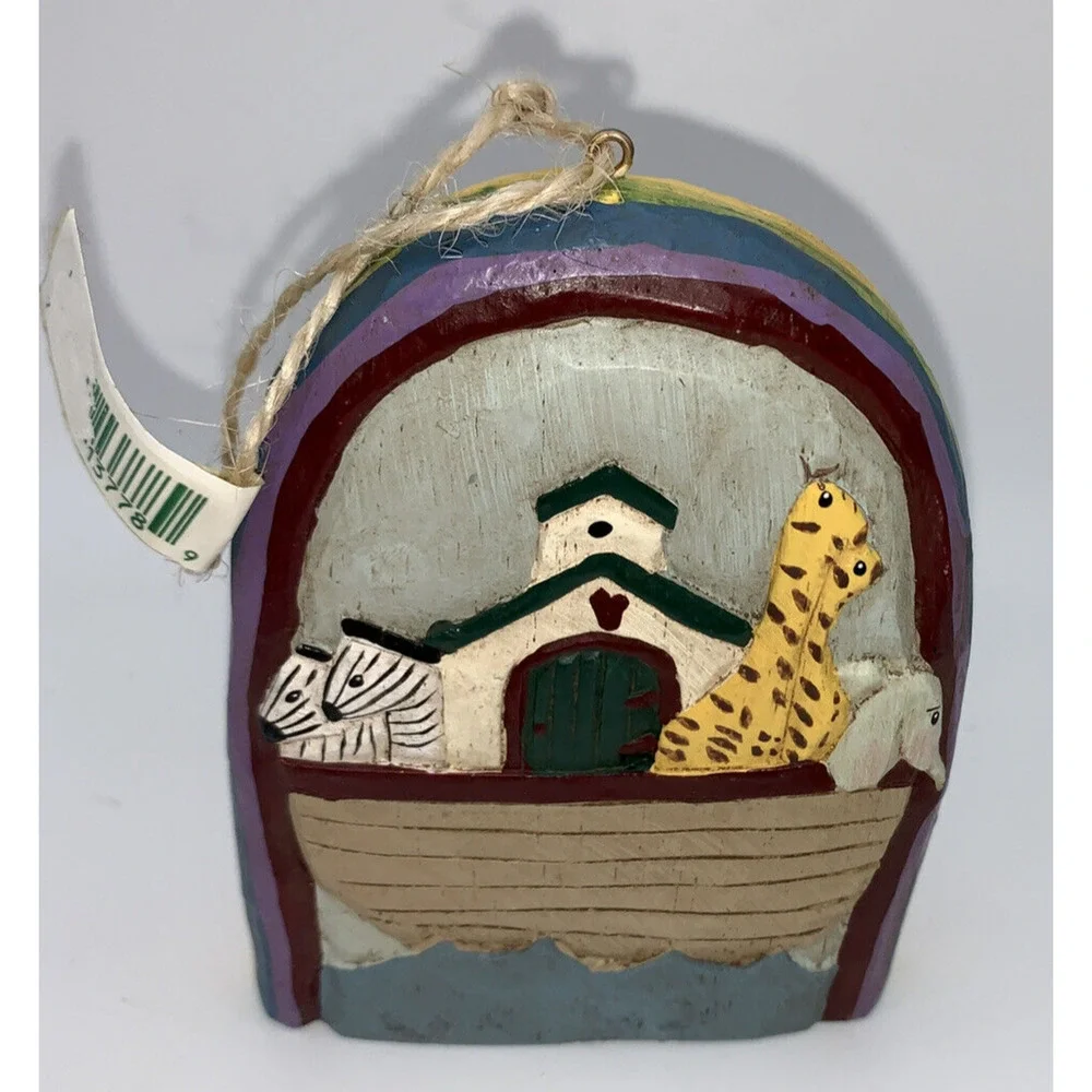 New Vtg NOAHS ARK Animals RAINBOW Christmas Ornament Country Farmhouse Primitive